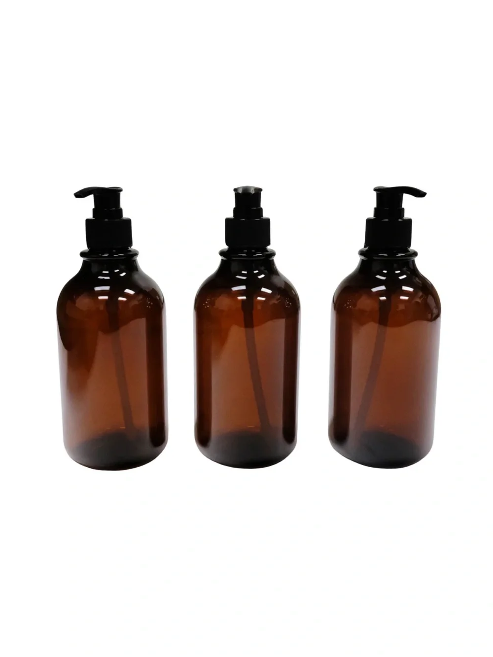 MaisoNovo 3 pack 16 oz Amber plastic Soap Dispenser Bottle’s With black pumps.